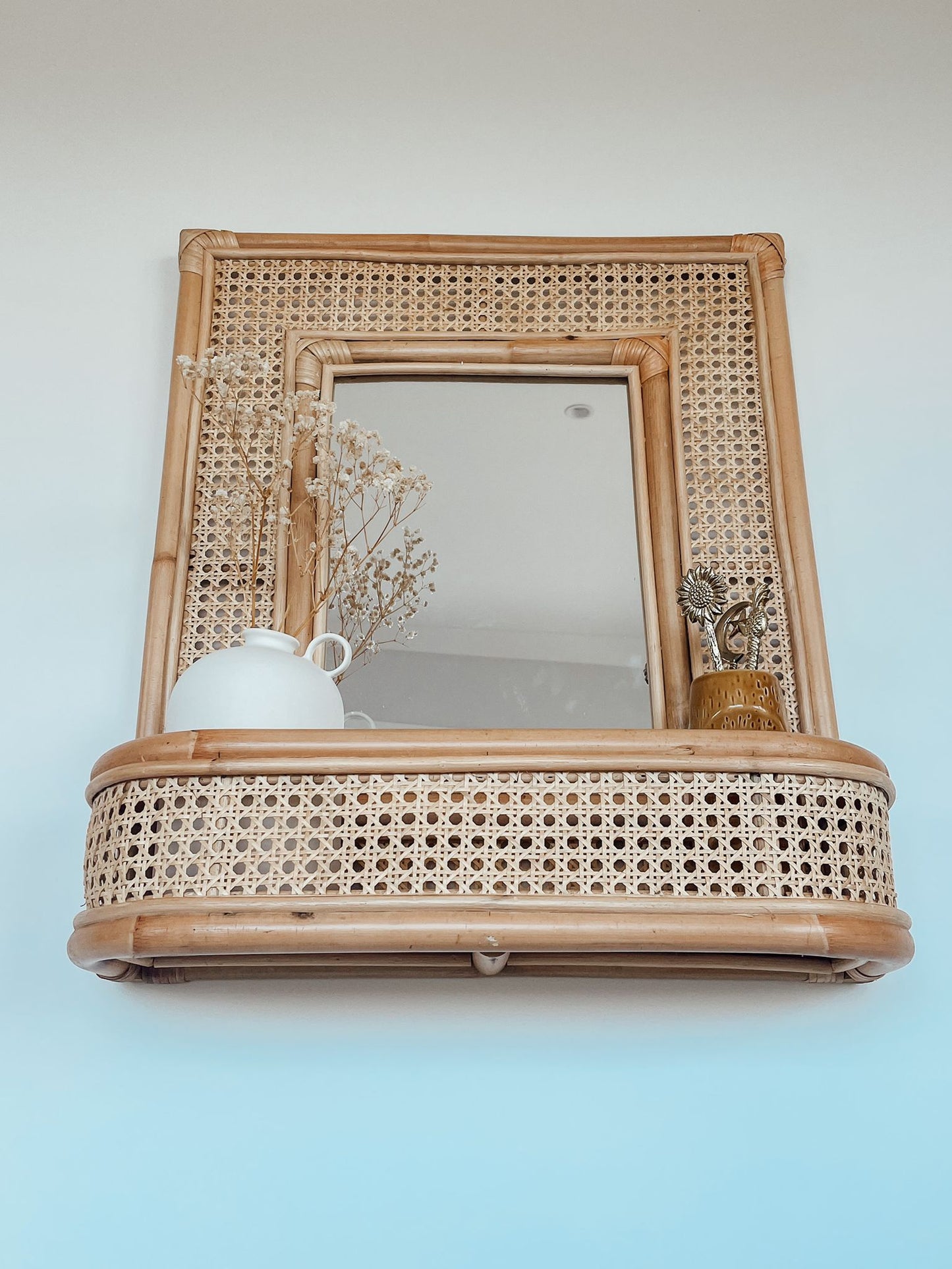 Rattan Mirror Shelf